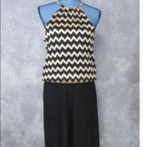 Gold and Black Chevron Jumpsuit Dressbarn Med.